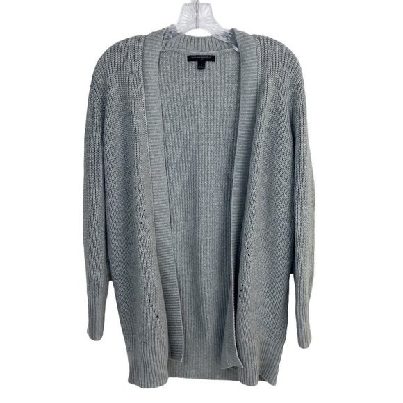 Banana Republic Cardigan Sz S Gray Open Front Oversized Silver Metallic Sparkles - Picture 1 of 11